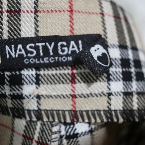Nasty Gal Plaid High-Rise Pants UK Academia Style Vintage-Inspired Repairable - Picture 9 of 10